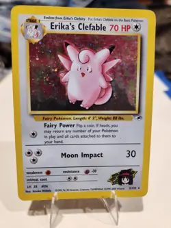 Pokemon Erika's Clefable Holo Rare Gym Heroes Card 3/132 LP Condition - Image 1