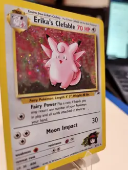 Pokemon Erika's Clefable Holo Rare Gym Heroes Card 3/132 LP Condition - Image 3