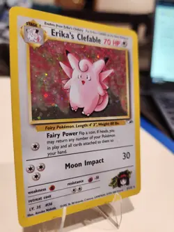 Pokemon Erika's Clefable Holo Rare Gym Heroes Card 3/132 LP Condition - Image 4