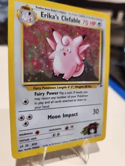 Pokemon Erika's Clefable Holo Rare Gym Heroes Card 3/132 LP Condition - Image 5