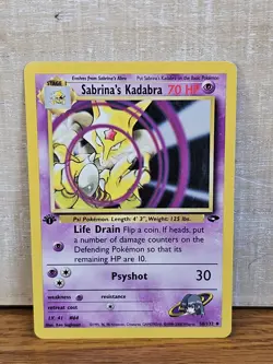 Sabrina's Kadabra 1st Edition 58/132 Gym Challenge Non-Holo Pokemon Card TCG - Image 1