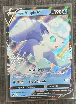 Alolan Vulpix V 033/195 Pokemon Sword & Shield Silver Tempest Holo Card - Image 1