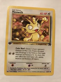 Pokemon TCG 1st Edition Meowth 62/82 Team Rocket WOTC Card - Image 1