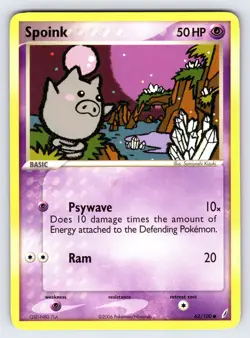 Spoink 62/100 2006 EX Crystal Guardians Pokemon Card TCG Common Nintendo - VLP - Image 1
