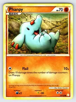 Phanpy 77/123 2010 HeartGold SoulSilver Pokemon Card TCG Nintendo Common Nm/Vlp - Image 1