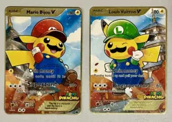Mario Luigi Pikachu Full Art English Gold Metal Cosplay Pokemon Cards - Image 1