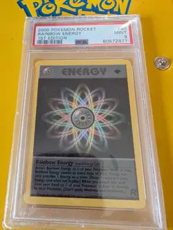 Graded PSA 9 RAINBOW ENERGY #80 2000 Pokemon Rocket 1ST EDITION MINT Non-holo - Image 1