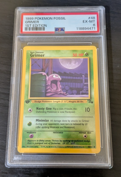 Pokemon 1999 Grimer #48 1st Edition Fossil PSA 6 - Image 1