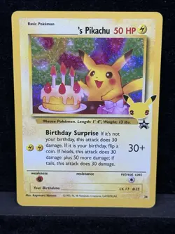Pokemon Celebrations Birthday Pikachu Holo Rare #24 - NM/M Condition Holo - Image 2