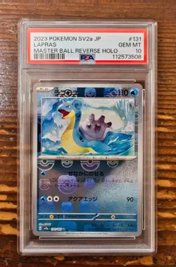 PSA 10 Lapras Master Ball Reverse Holo 131/165 Pokemon Card Game 151 SV2a 2023 - Image 1