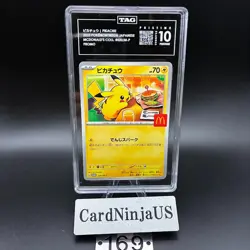 TAG PRISTINE 10 (992) Pikachu 020/M-P McDonald's Promo Japanese 169 Pokemon 2025 - Image 1