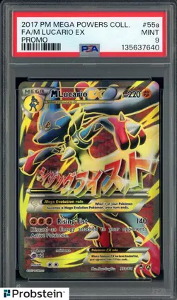 2017 Pokemon Mega Powers Collection Promo #55a FA M Lucario EX PSA 9 MINT - Image 1