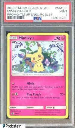 #3 PSA 9 MIMIKYU HOLO TEAM UP BLACK STAR PROMO SINGLE PACK BLISTER 2019 POKEMON - Image 1