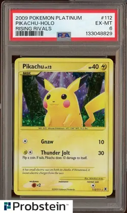 2009 Pokemon Platinum Rising Rivals #112 Pikachu Rivals PSA 6 EX-MT - Image 1