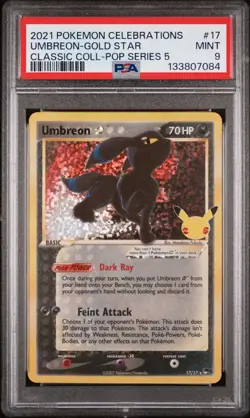Umbreon-gold Star 17 Celebrations Classic Collection Pokemon PSA 9 - Image 1