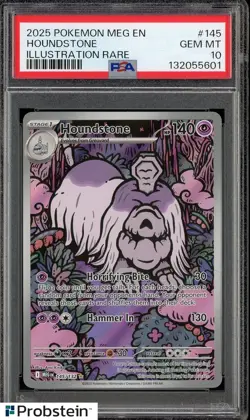2025 Pokemon MEG EN Illustration Rare #145 Houndstone PSA 10 GEM MINT - Image 1