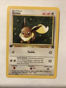 Pokemon TCG Team Rocket 1st Edition Regular Finish Eevee 55/82 NM - Image 1