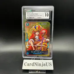 CGC GEM MINT 10 Monkey D Luffy P-043 One Piece Promotion Card Foil 2023 Weekly - Image 1