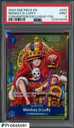 2024 One Piece EN Convention Exclusive Foil #043 Monkey D. Luffy PSA 9 MINT - Image 1
