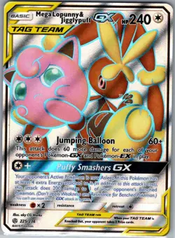 Mega Lopunny & Jigglypuff GX 225/236 SM - Cosmic Eclipse - Pokemon Card - NM - Image 1