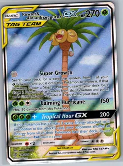 Rowlet & Alolan Exeggutor GX Alt Art 215/236 - Unified Minds - Pokemon Card - NM - Image 1