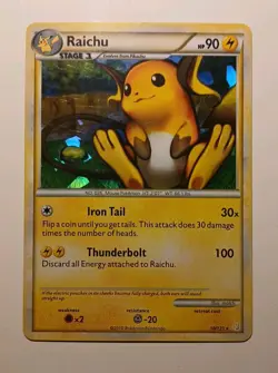 Pokemon TCG Raichu HeartGold SoulSilver HGSS 10/123 Cracked Ice Holo Card - Image 1