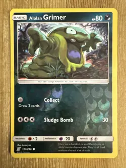 Alolan Grimer 127/236 Reverse Holo Common Unified Minds Sun & Moon Pokemon Card - Image 1