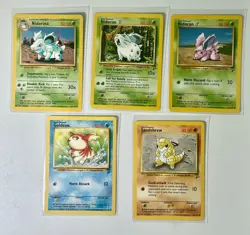Pokemon Base Set 2 5 card Family set Nidoran M F Nidorina Sandshrew Goldeen - Image 1