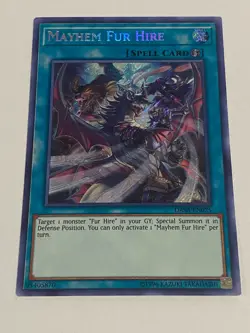 Yugioh - Mayhem Fur Hire - Secret Rare NM - Free Holographic Card - Image 1