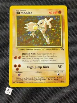 Hitmonlee 7/62 - Fossil Unlimited Holo Rare WOTC Pokemon TCG LP - Image 1