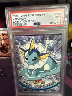 2000 Topps Pokemon TV Animation Edition Series 3 Non Holo #134 Vaporeon PSA 9 - Image 2