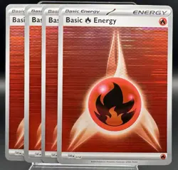 4x Fire Energy 018 Holo Black Flare White Bolt Pokemon TCG Playset NM - Image 1