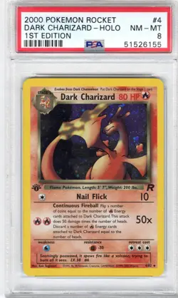 2000 Pokemon Rocket 1st Edition Dark Charizard - Holo #4 PSA NM-MT 8 - Image 1