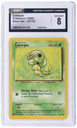1999 Pokemon Base Set Caterpie #45 CGC 8 - Image 1