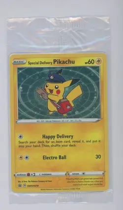 Pokemon Center Special Delivery Pikachu SWSH074 Black Star Promo SEALED - Image 1