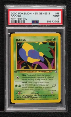 Oddish 1st Ed. Pokemon Neo Genesis PSA 9 MINT 2000 - Image 1