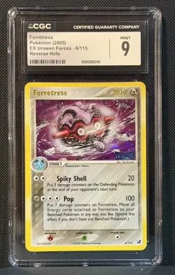 CGC 9 MINT Forretress 2005 EX Unseen Forces 6/115 Holo Pokemon Card - Image 1