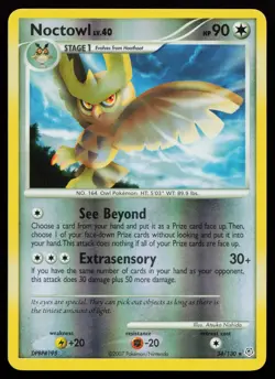 Noctowl 34/130 Rare Diamond and Pearl Reverse Holo Pokemon Card - Image 1