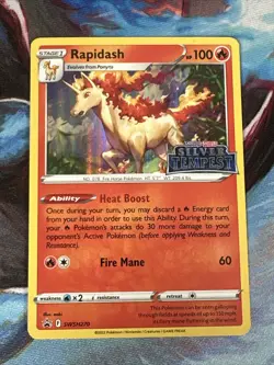 Pokemon TCG Rapidash SWSH270 Promo Black Star Holo Silver Tempest Stamped Card - Image 1