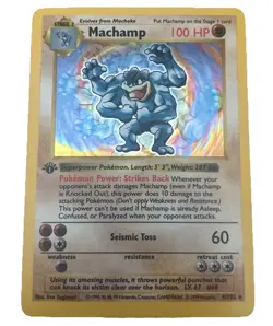 Pokemon Card 1st Edition Machamp Shadowless-8/102 Base Set - Rare Holo - Image 1