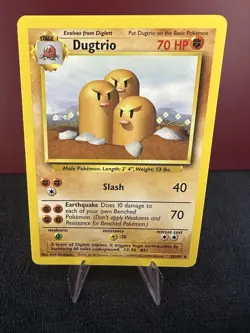 Pokemon Dugtrio Base Set Non-Holo Rare Card 19/102 Near Mint Condition - Image 1