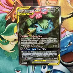 Pokemon TCG Venusaur & Snivy GX SM229 Alternative Art Tag Team Promo Card NM/M - Image 3