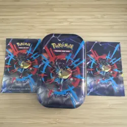 Pokemon Mega Evolution Mini Tin Mega Lucario Tin NO PACKS! Sticker & Info Card - Image 1
