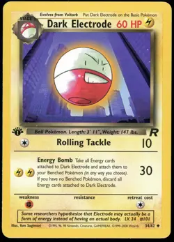 Dark Electrode 34/82 Team Rocket 1st Edition Pokemon Card LP/MP - Image 1