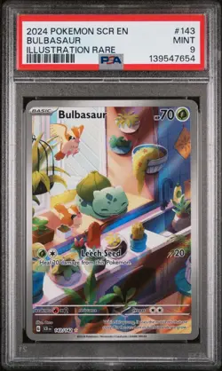 Pokemon TCG Bulbasaur Stellar Crown Illustration Holo Card PSA 9 - Image 1