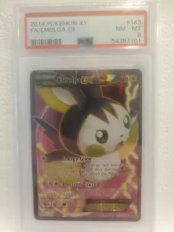 Emolga EX 143/146 XY Base Set Full Art Ultra Rare Holo Pokemon - PSA 8 (0) - Image 1