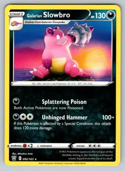2021 Pokemon TCG Sword & Shield Battle Styles Galarian Slowbro 92/163 Rare NM - Image 1