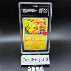 TAG PRISTINE 10 (992) Pikachu 020/M-P McDonald's Promo Japanese 117 Pokemon 2025 - Image 1