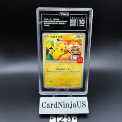 TAG PRISTINE 10 (992) Pikachu 020/M-P McDonald's Promo Japanese 129 Pokemon 2025 - Image 1