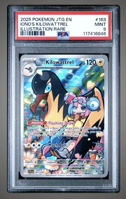 Iono's Kilowattrel 163/159 Illustraction Rare 2025 Pokemon JTG EN PSA 9 Mint - Image 1